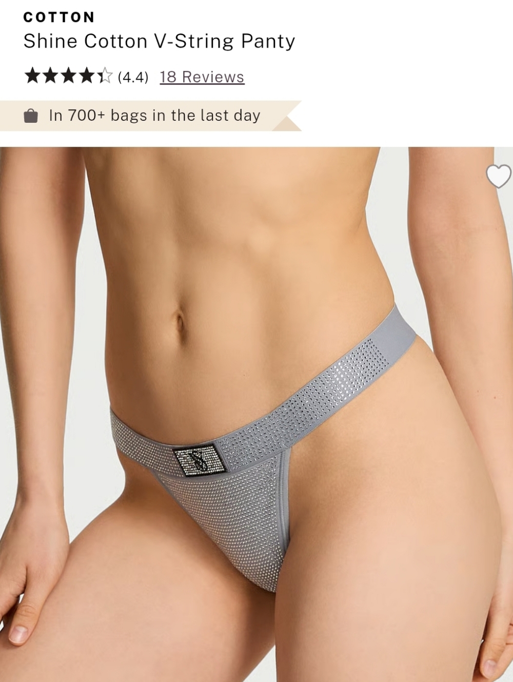 Victoria's Secret Shine Cotton V-String Panty in Light Gray